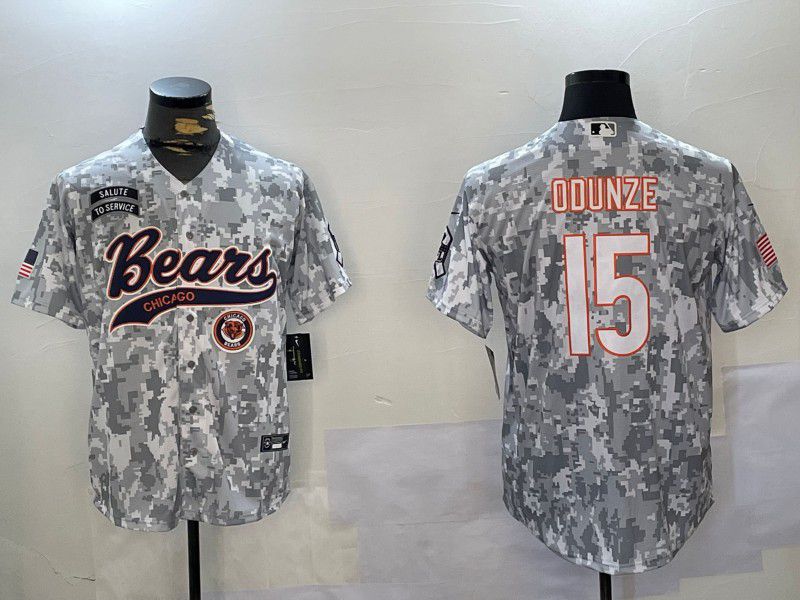 Men Chicago Bears #15 Odunze Nike Arctic Camo 2024 Salute to Service Limited NFL Jersey style 3